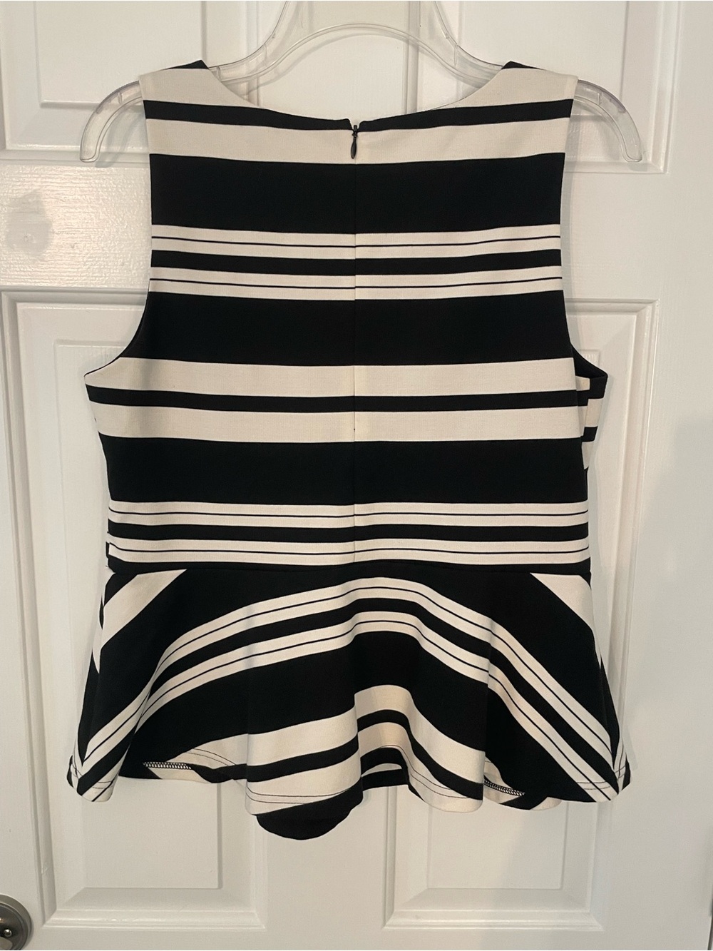 INC International Concepts Black and White Striped Peplum Top Women’s Size PL - Picture 3 of 4